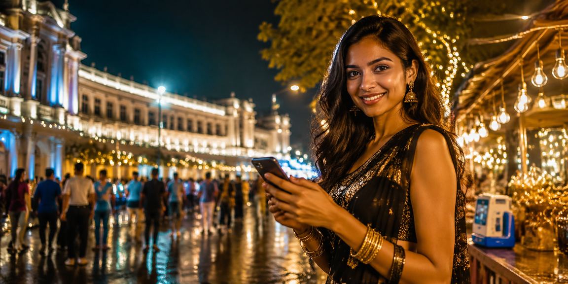 Indian player using mobile phone for online betting